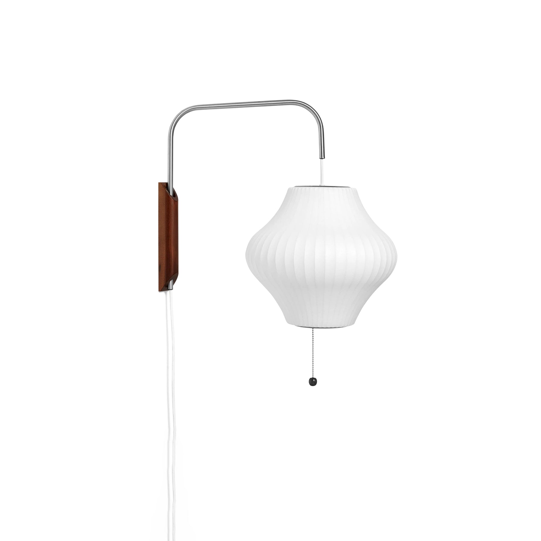 Plug In Wall Sconce Polymer Shade Walnut Backplate Mid Century Bedside