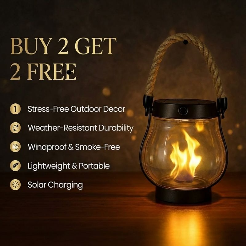 Solar Lantern Outdoor Waterproof Flickering Flame Dusk to Dawn for Patio