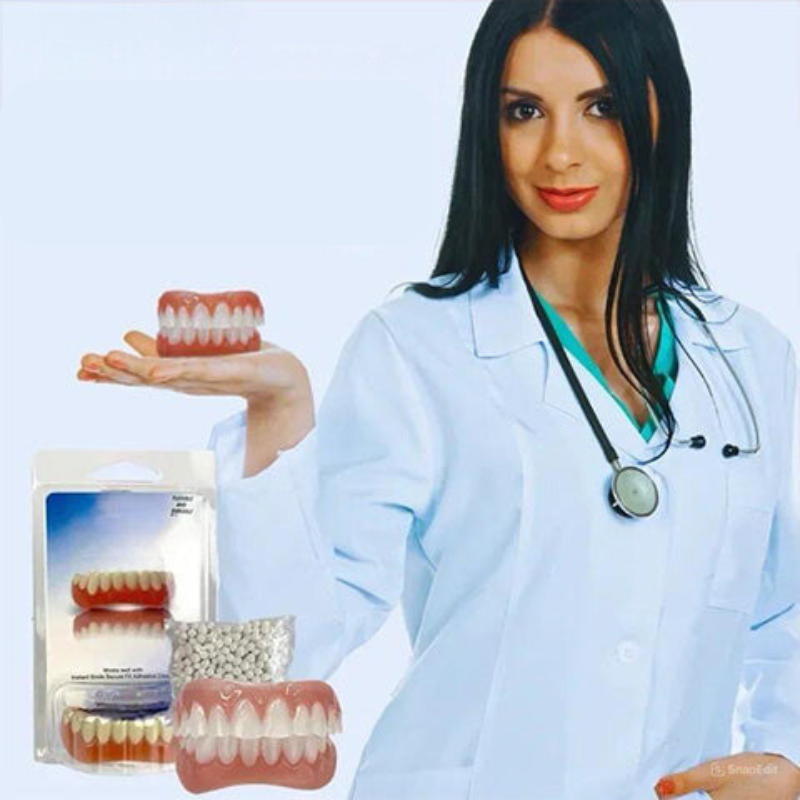 Cosmetic Tooth Cover Set Removable Upper and Lower for Photos and Events