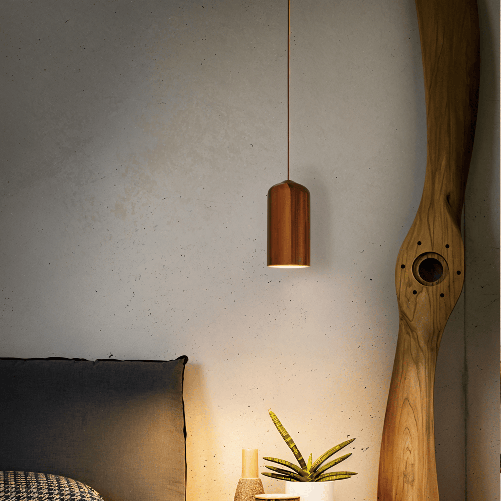 Pendel spisebordslampe i trædesign med spotlys
