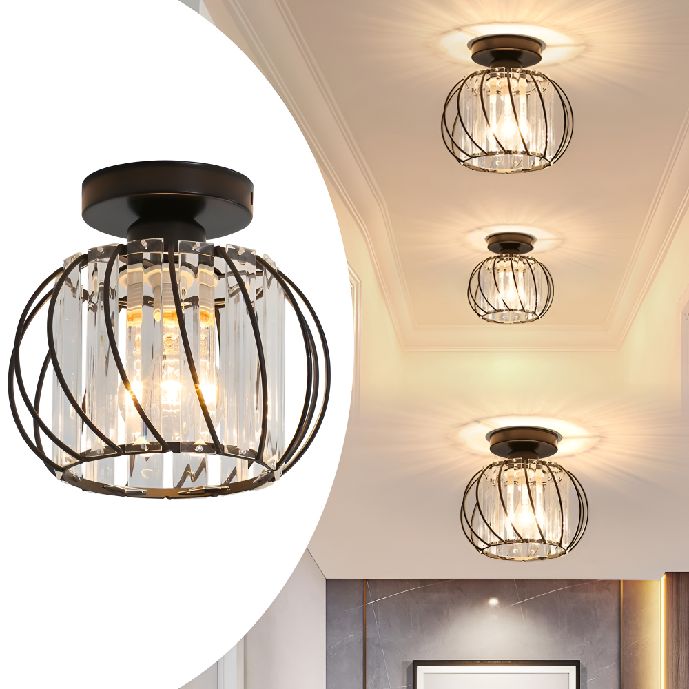 Plafond loftslampe med krystal burdesign i metal