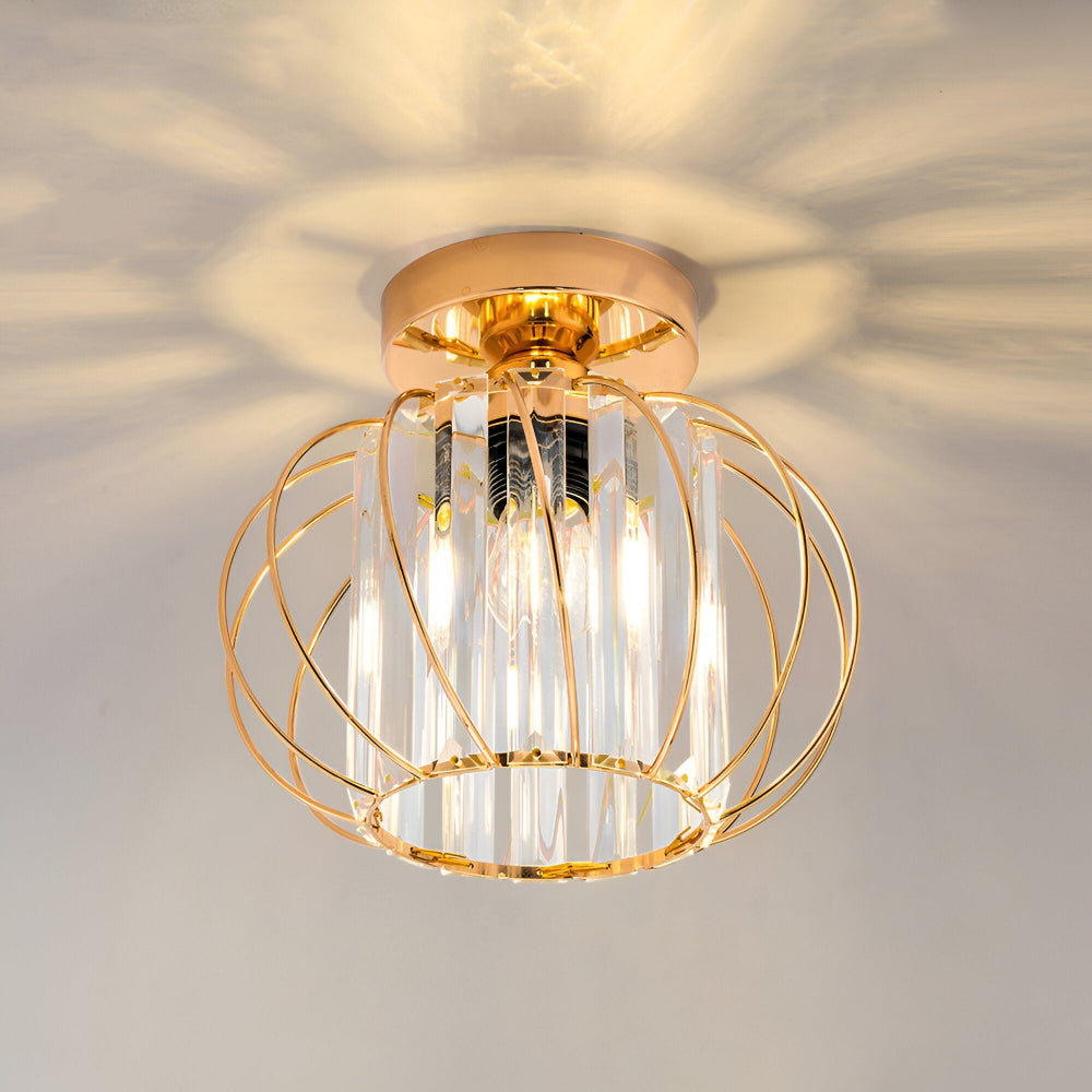 Plafond loftslampe med krystal burdesign i metal