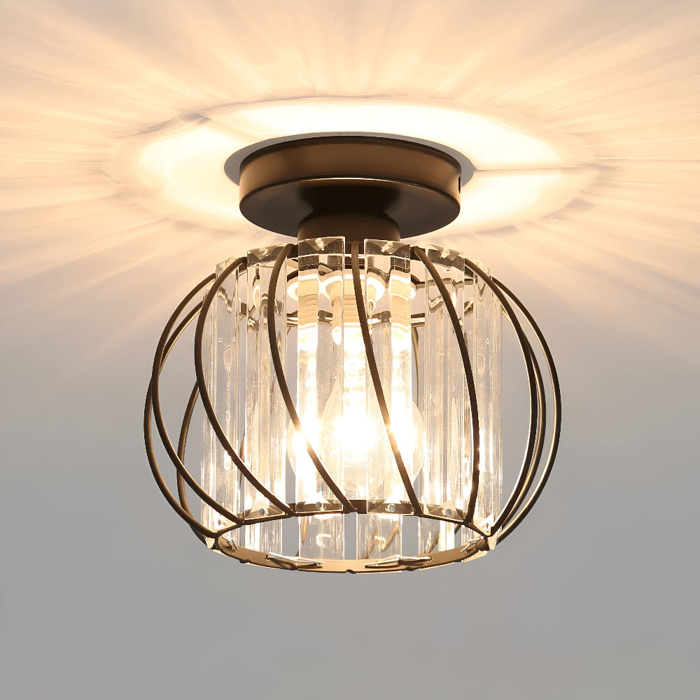 Plafond loftslampe med krystal burdesign i metal