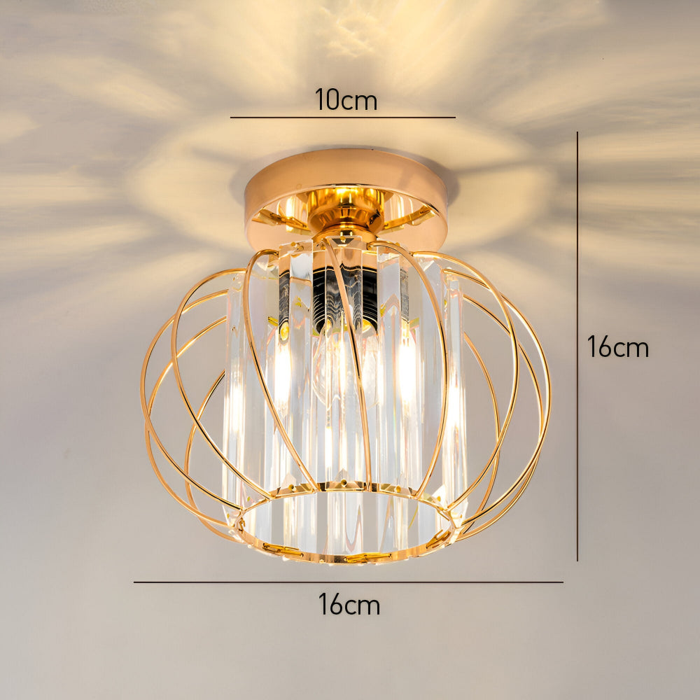 Plafond loftslampe med krystal burdesign i metal