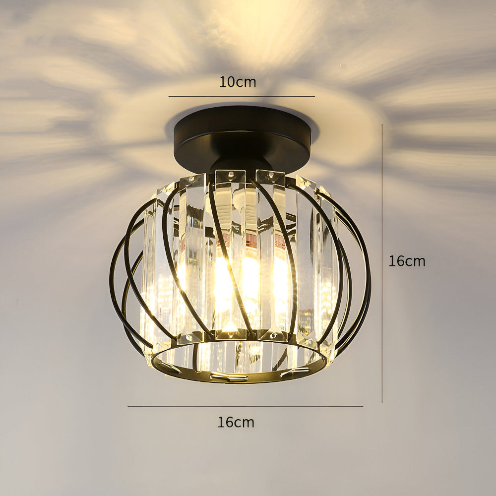 Plafond loftslampe med krystal burdesign i metal