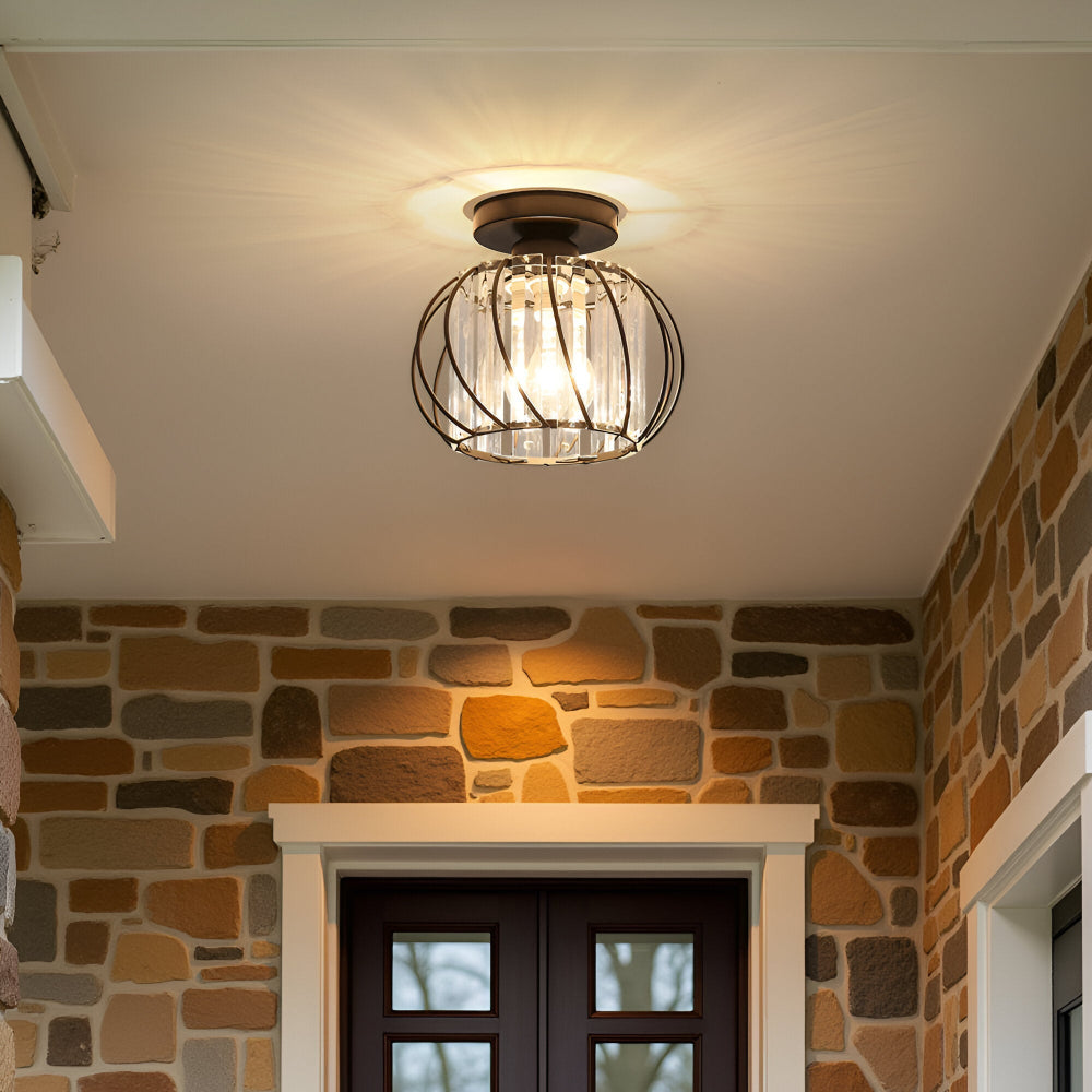 Plafond loftslampe med krystal burdesign i metal