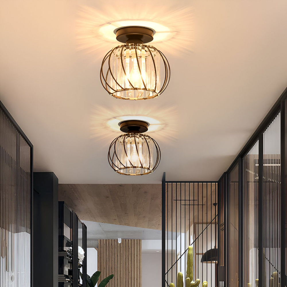 Plafond loftslampe med krystal burdesign i metal