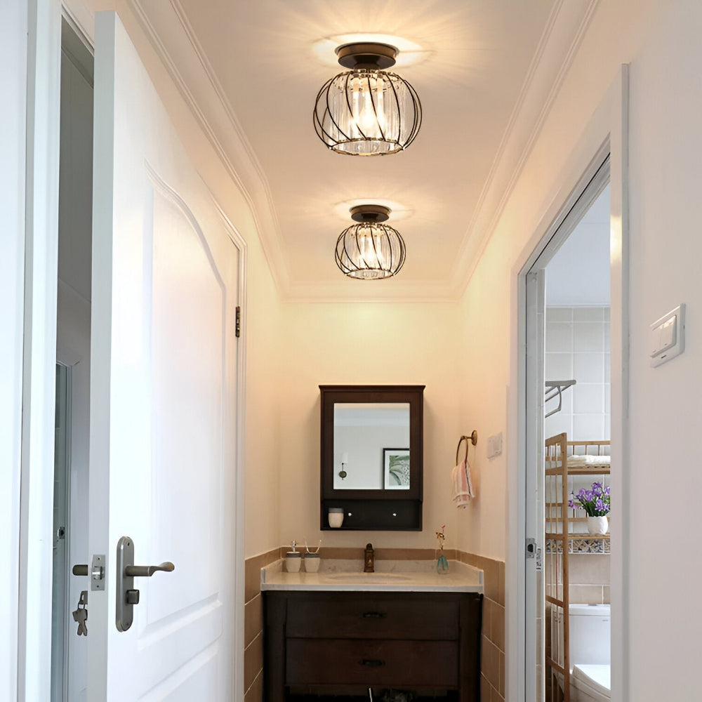 Plafond loftslampe med krystal burdesign i metal