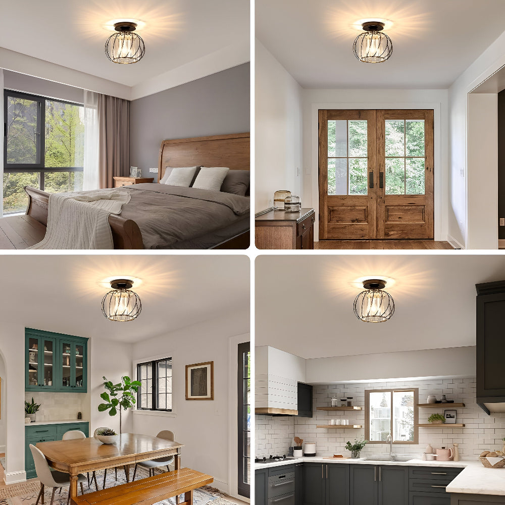 Plafond loftslampe med krystal burdesign i metal