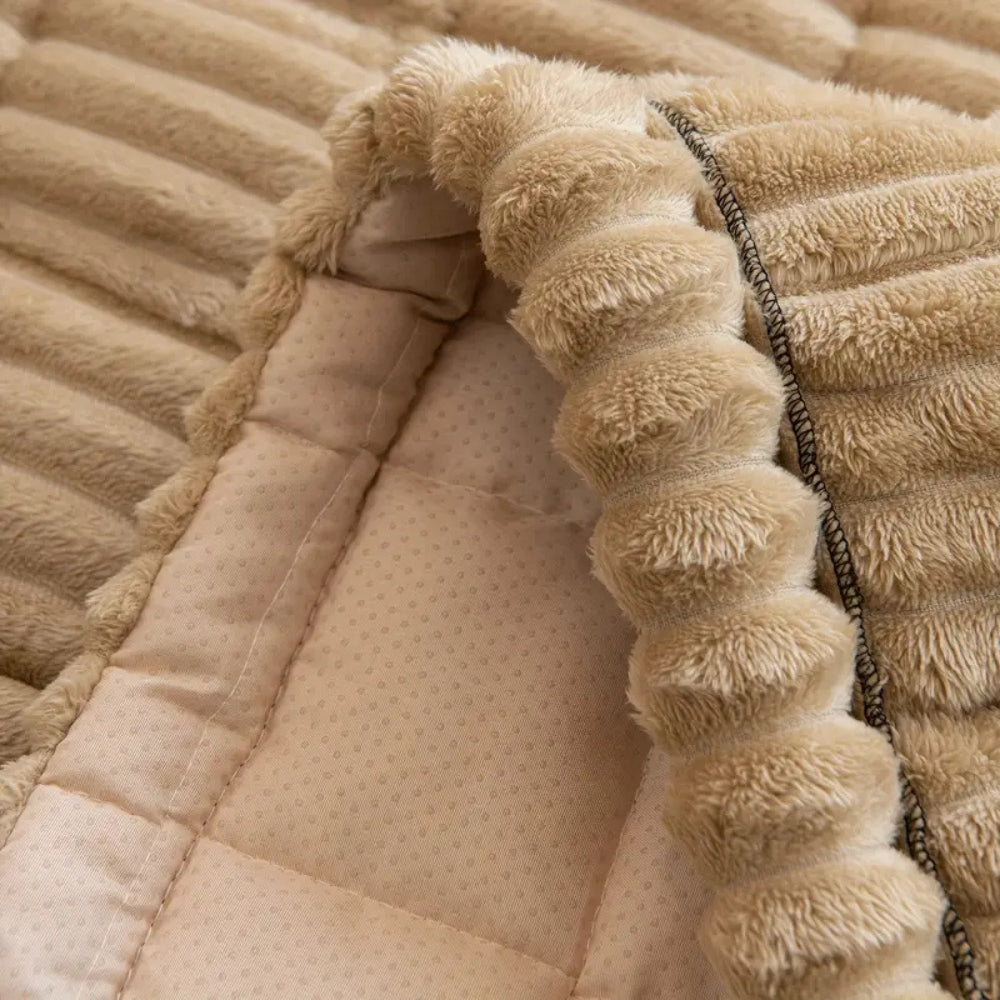 Plush Flannel Sofa Cover Non-Slip with Pleated Edge
