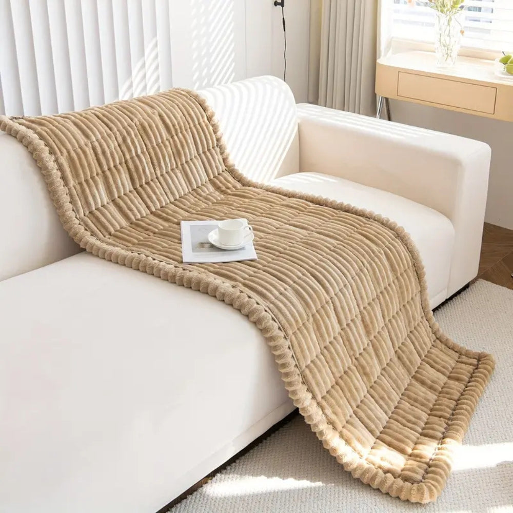 Plush Flannel Sofa Cover Non-Slip with Pleated Edge