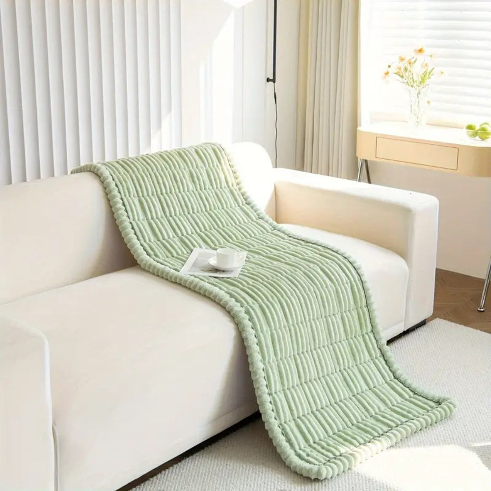 Plush Flannel Sofa Cover Non-Slip with Pleated Edge