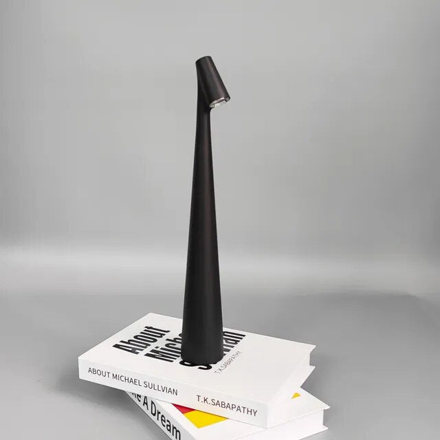 Cordless Table Lamp Aluminum Touch Dimmable Downward Shade for Reading
