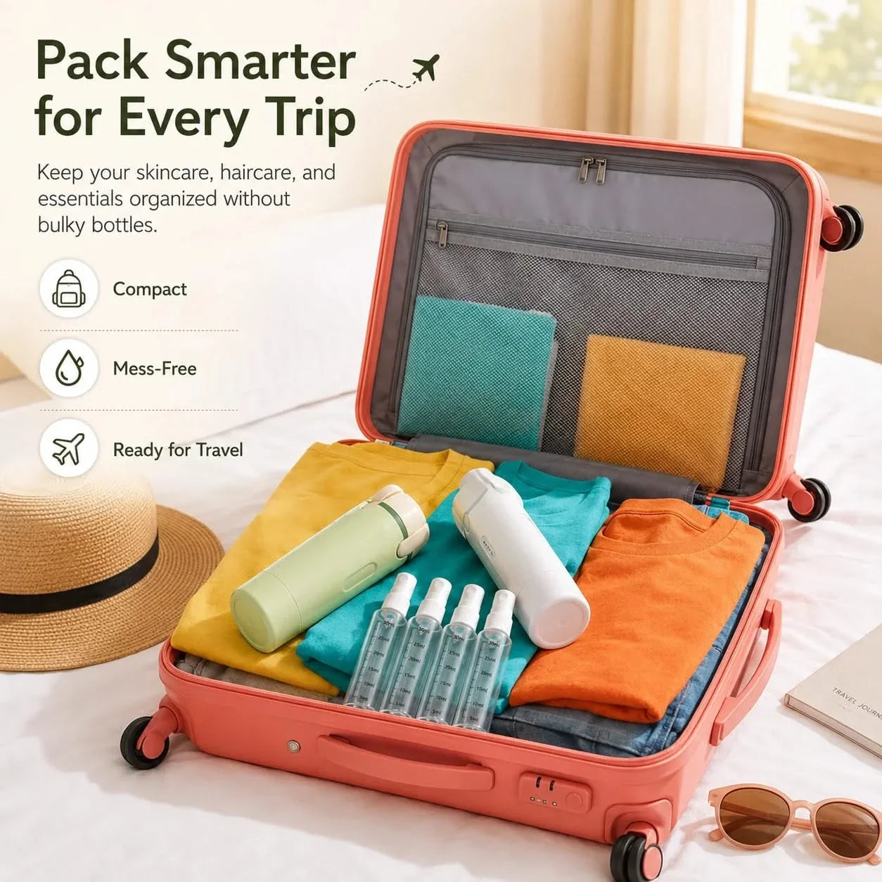 4 in 1 Travel Bottle Refillable Leak Proof Toiletry Dispenser