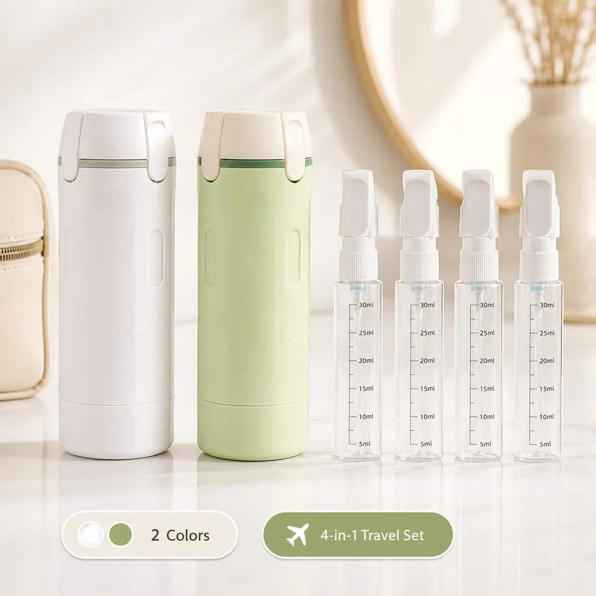 4 in 1 Travel Bottle Refillable Leak Proof Toiletry Dispenser