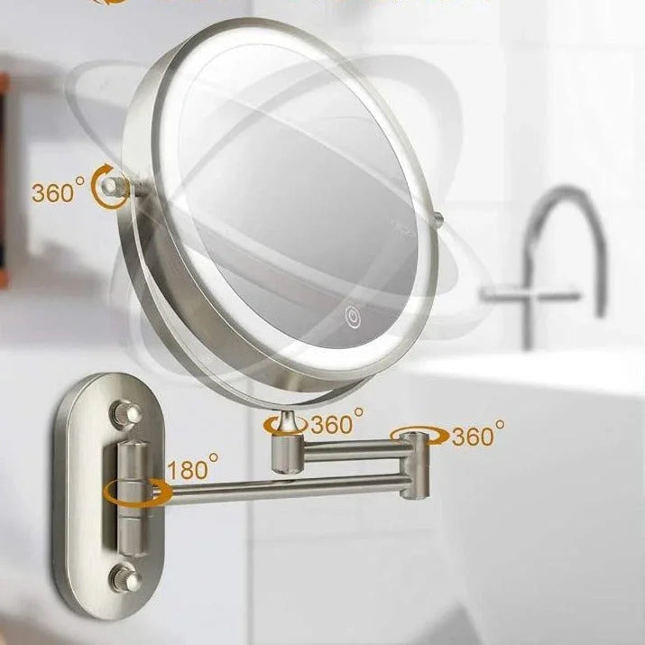 Wall Mounted Lighted Makeup Mirror Rechargeable LED Magnifying