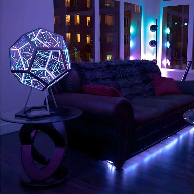 Night Light 3D Infinity Mirror Dodecahedron Color Changing for Bedroom