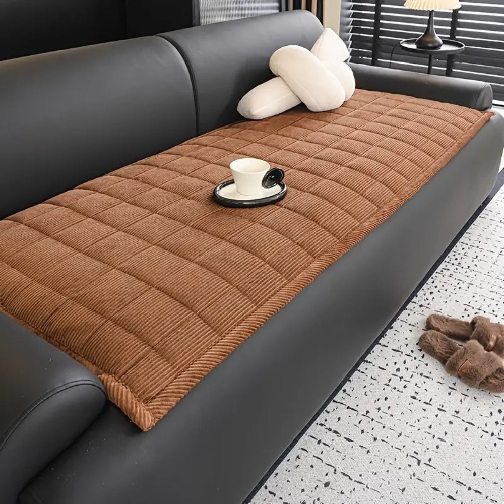 Quilted Sofa Seat Mat Corduroy Non-Slip Backing