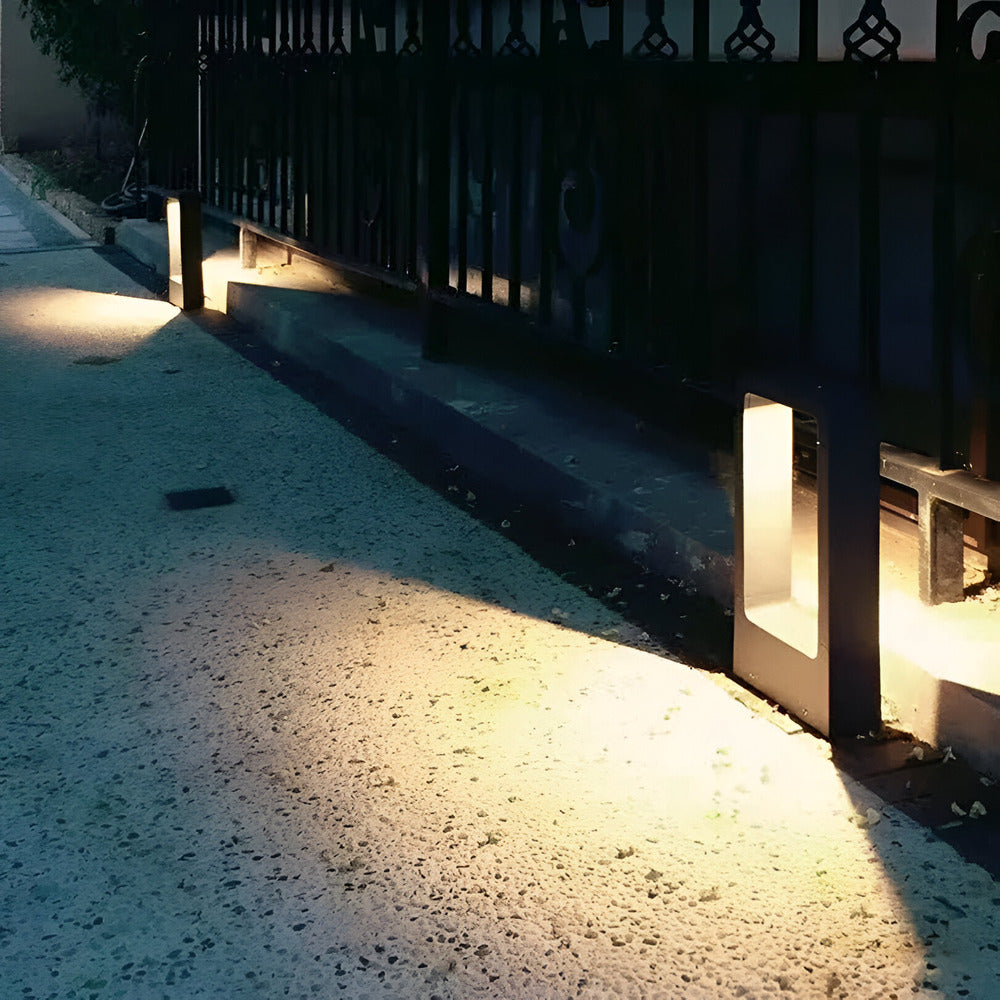 Rektangulær udendørs metal LED havelampe