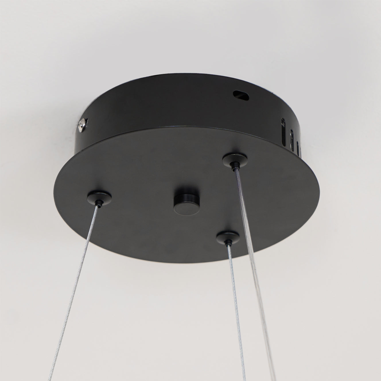 Double Ring LED Chandelier Walnut Finish Integrated Light Dining Room