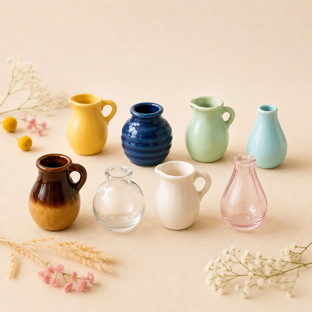 Ceramic Mini Vase Fridge Magnets for Small Fresh Flowers