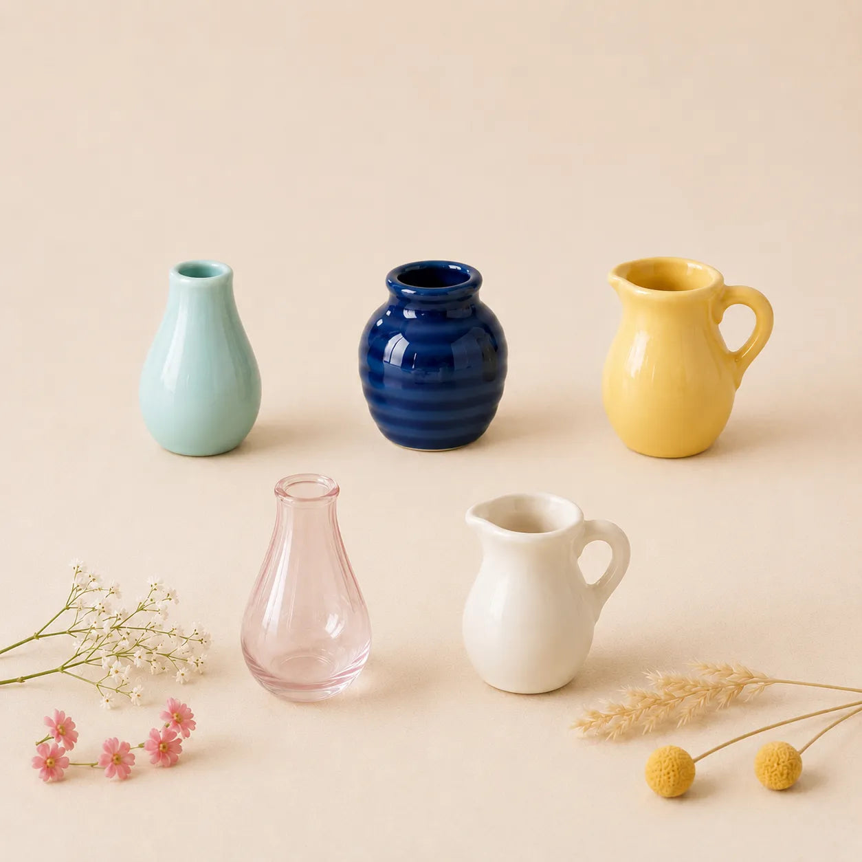 Ceramic Mini Vase Fridge Magnets for Small Fresh Flowers