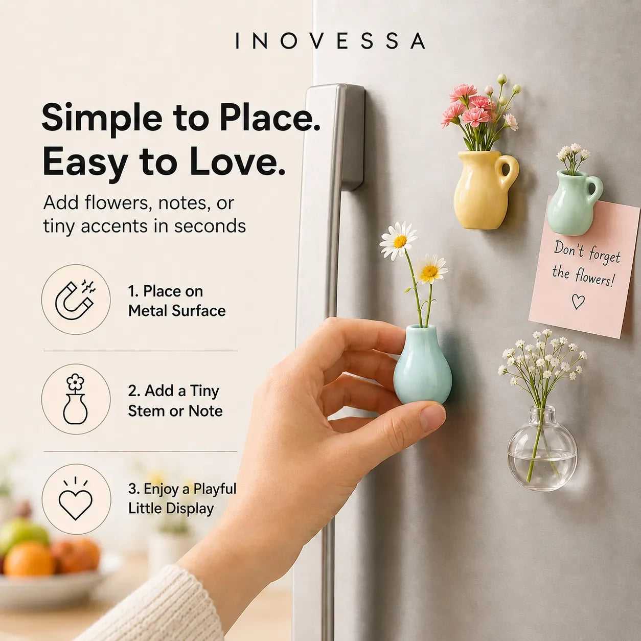 Ceramic Mini Vase Fridge Magnets for Small Fresh Flowers