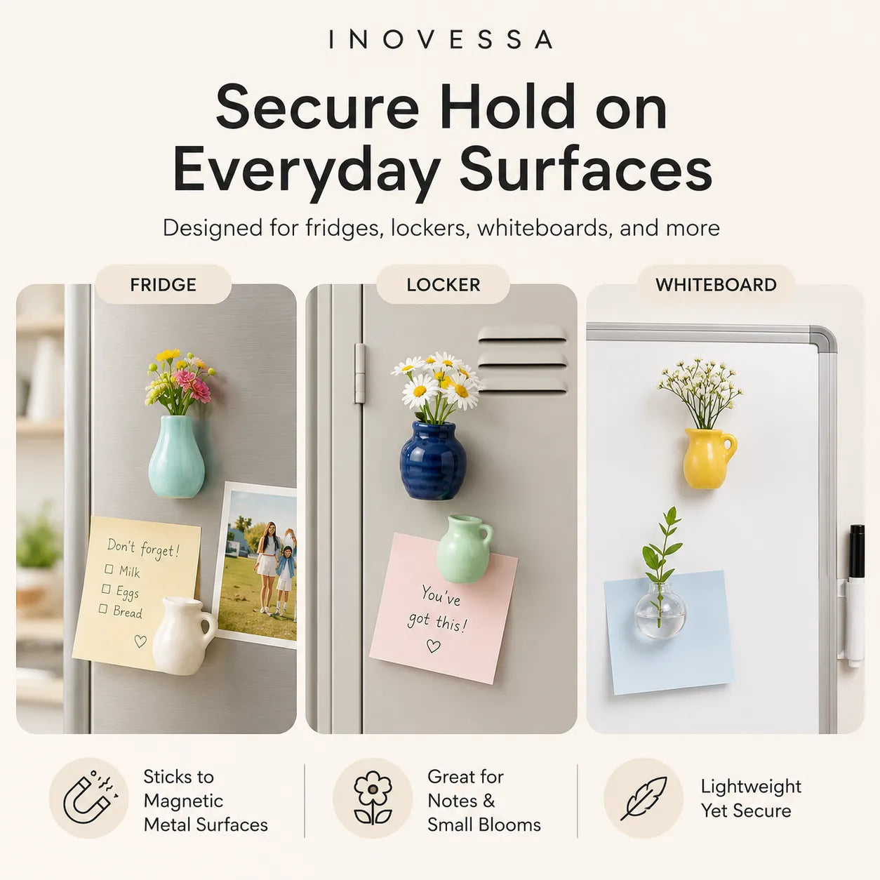 Ceramic Mini Vase Fridge Magnets for Small Fresh Flowers
