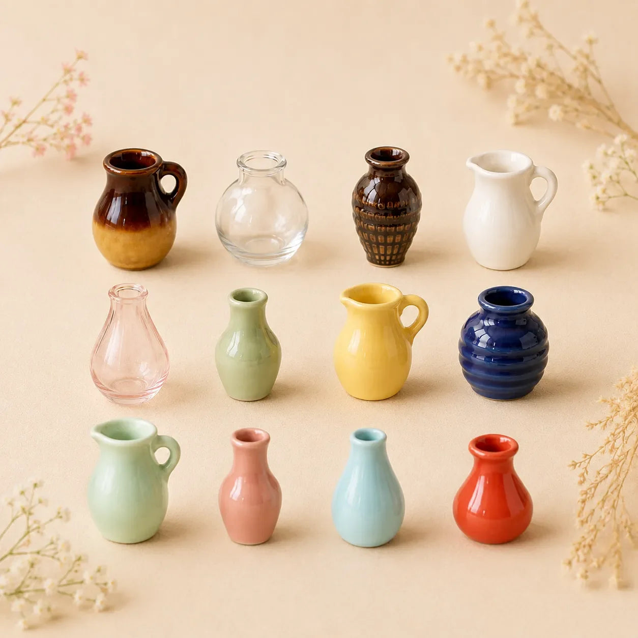 Ceramic Mini Vase Fridge Magnets for Small Fresh Flowers