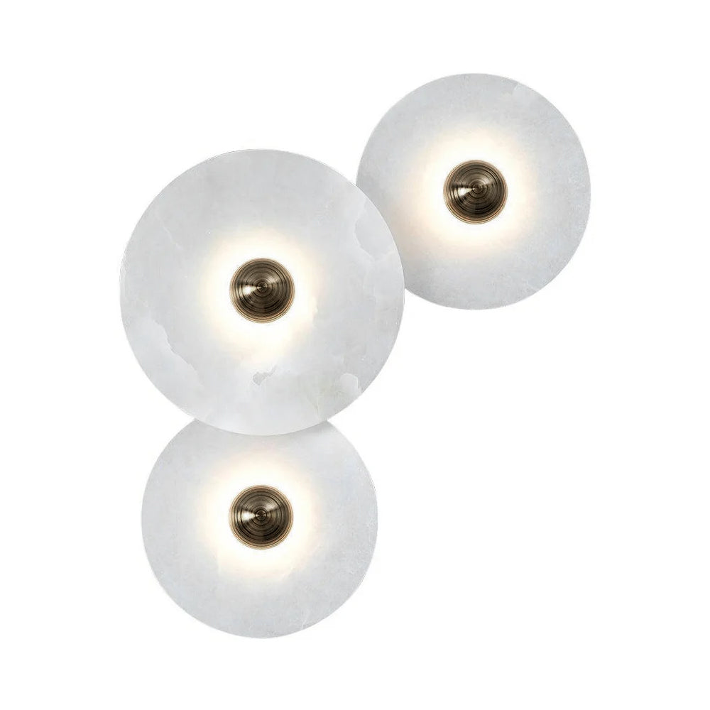Alabaster Cluster Wall Light Multi Disc Natural Stone Hidden LED Bronze