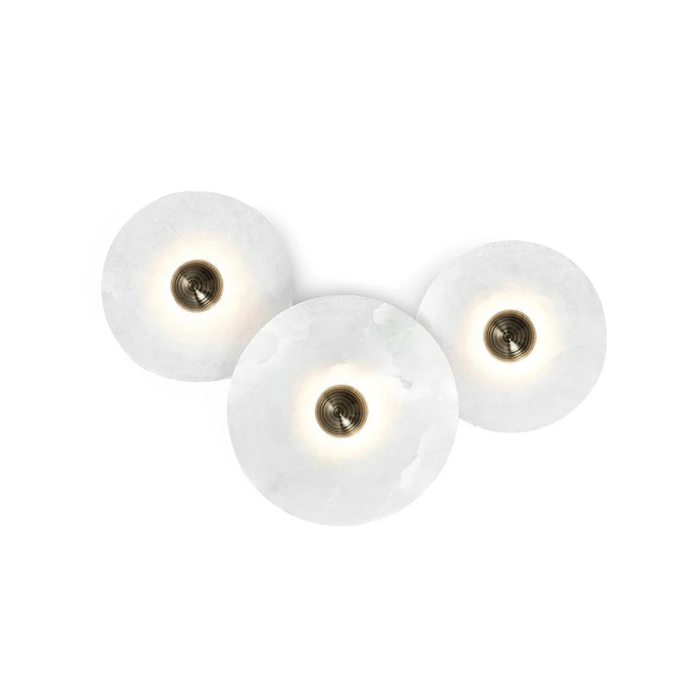 Alabaster Cluster Wall Light Multi Disc Natural Stone Hidden LED Bronze