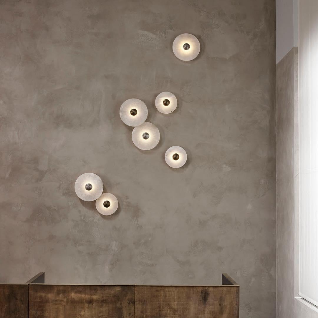 Alabaster Cluster Wall Light Multi Disc Natural Stone Hidden LED Bronze