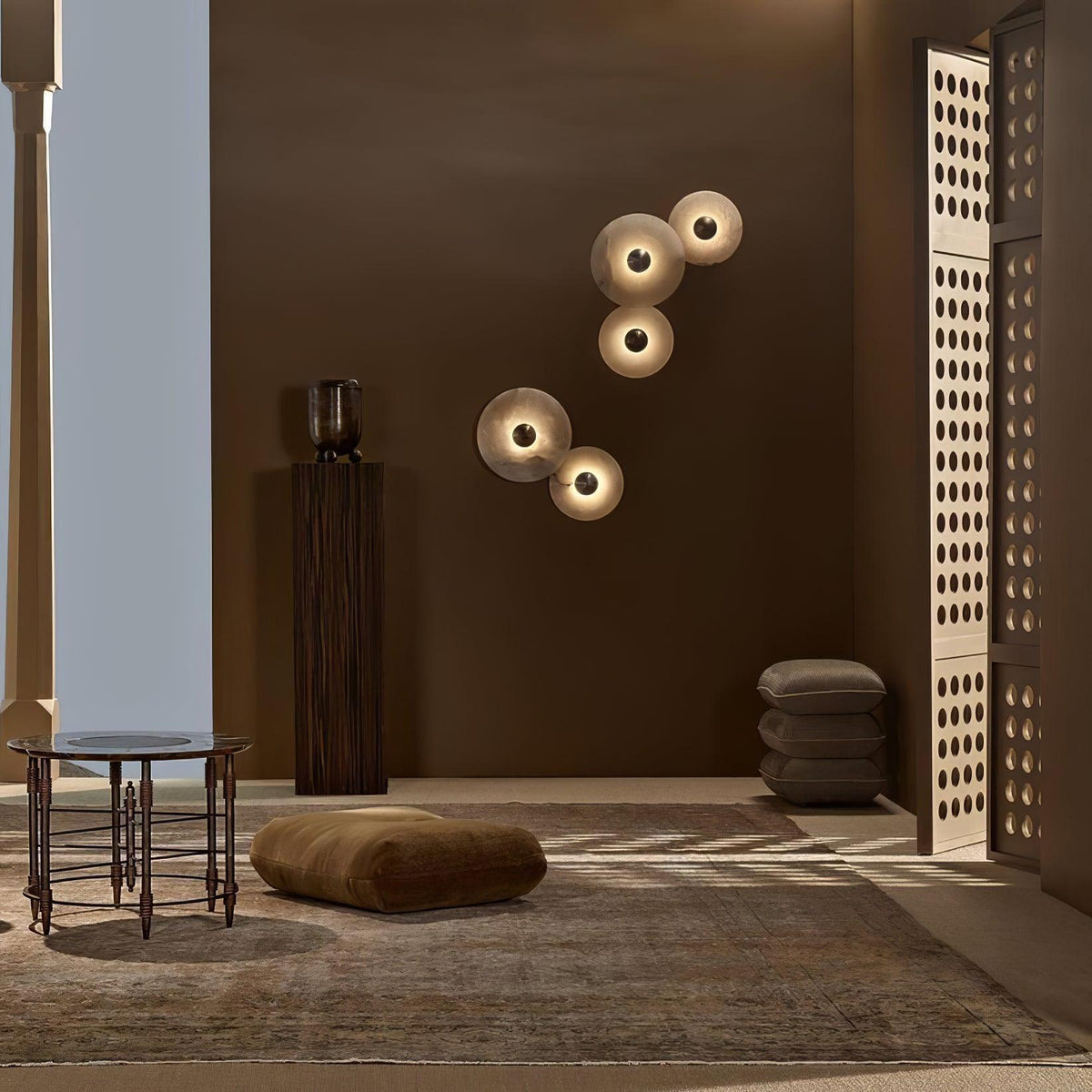 Alabaster Cluster Wall Light Multi Disc Natural Stone Hidden LED Bronze