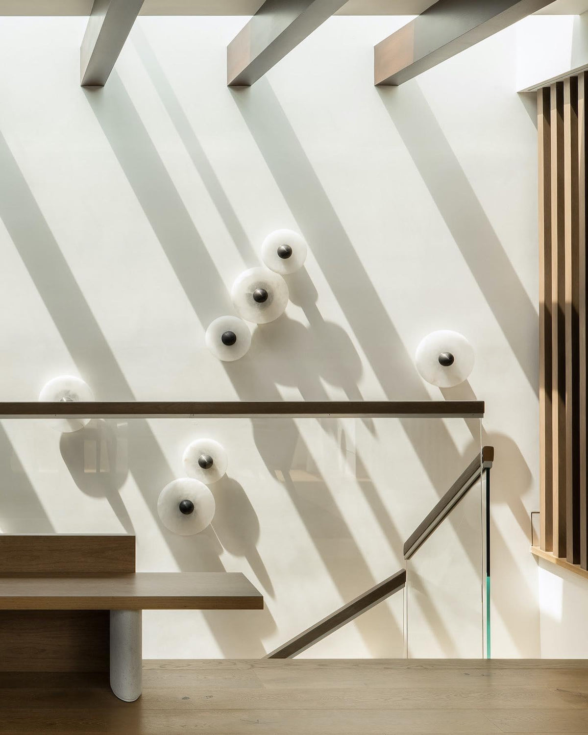 Alabaster Cluster Wall Light Multi Disc Natural Stone Hidden LED Bronze