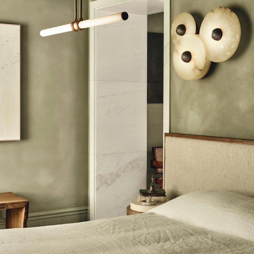 Alabaster Cluster Wall Light Multi Disc Natural Stone Hidden LED Bronze