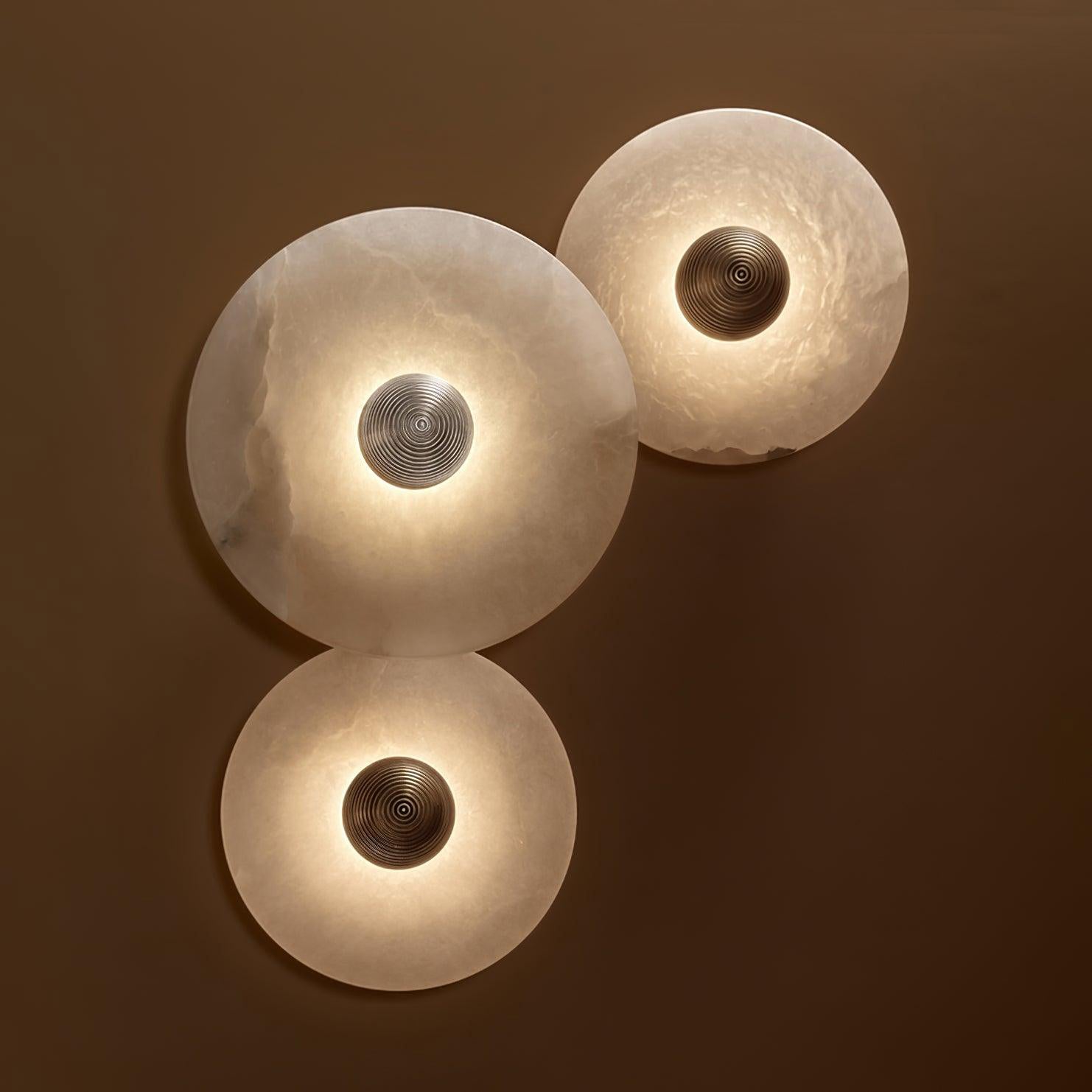Alabaster Wall Light Natural Stone Disc Integrated LED Dimmable Sconce