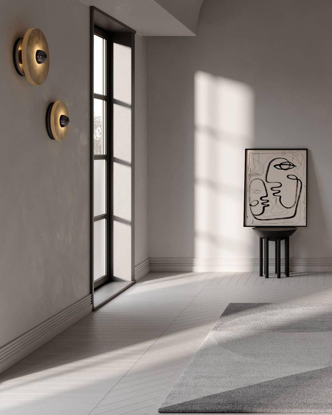 Alabaster Wall Light Natural Stone Disc Integrated LED Dimmable Sconce