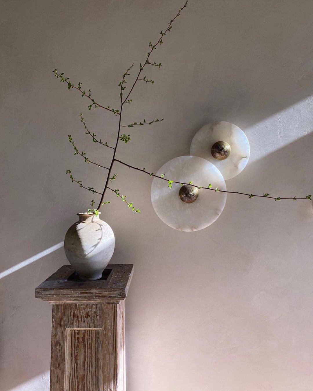 Alabaster Wall Light Natural Stone Disc Integrated LED Dimmable Sconce