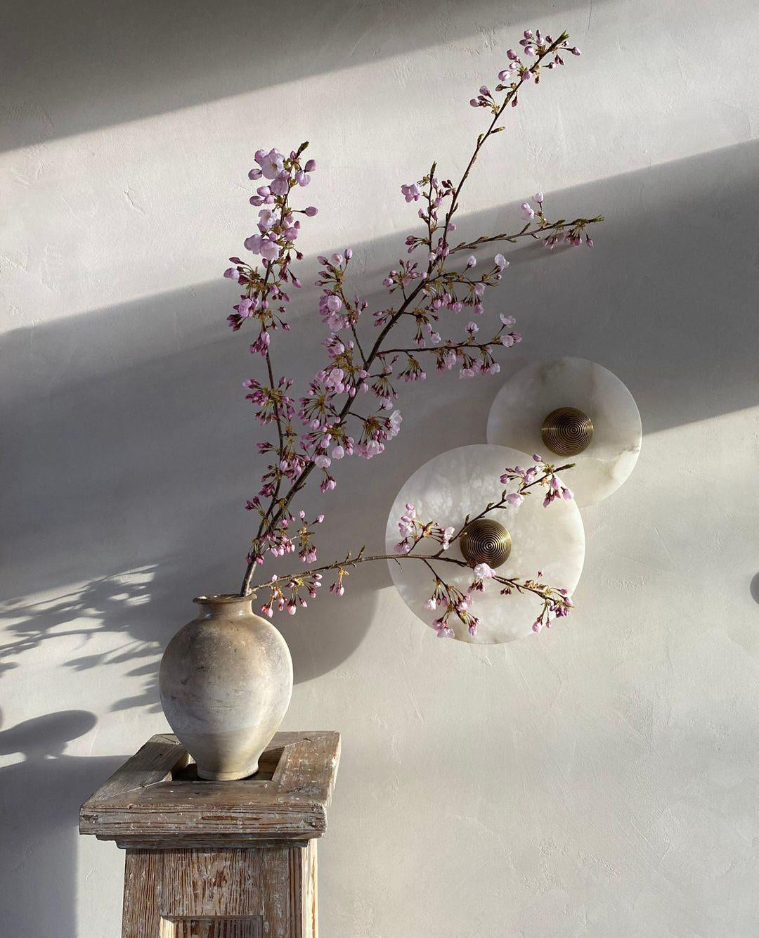Alabaster Wall Light Natural Stone Disc Integrated LED Dimmable Sconce