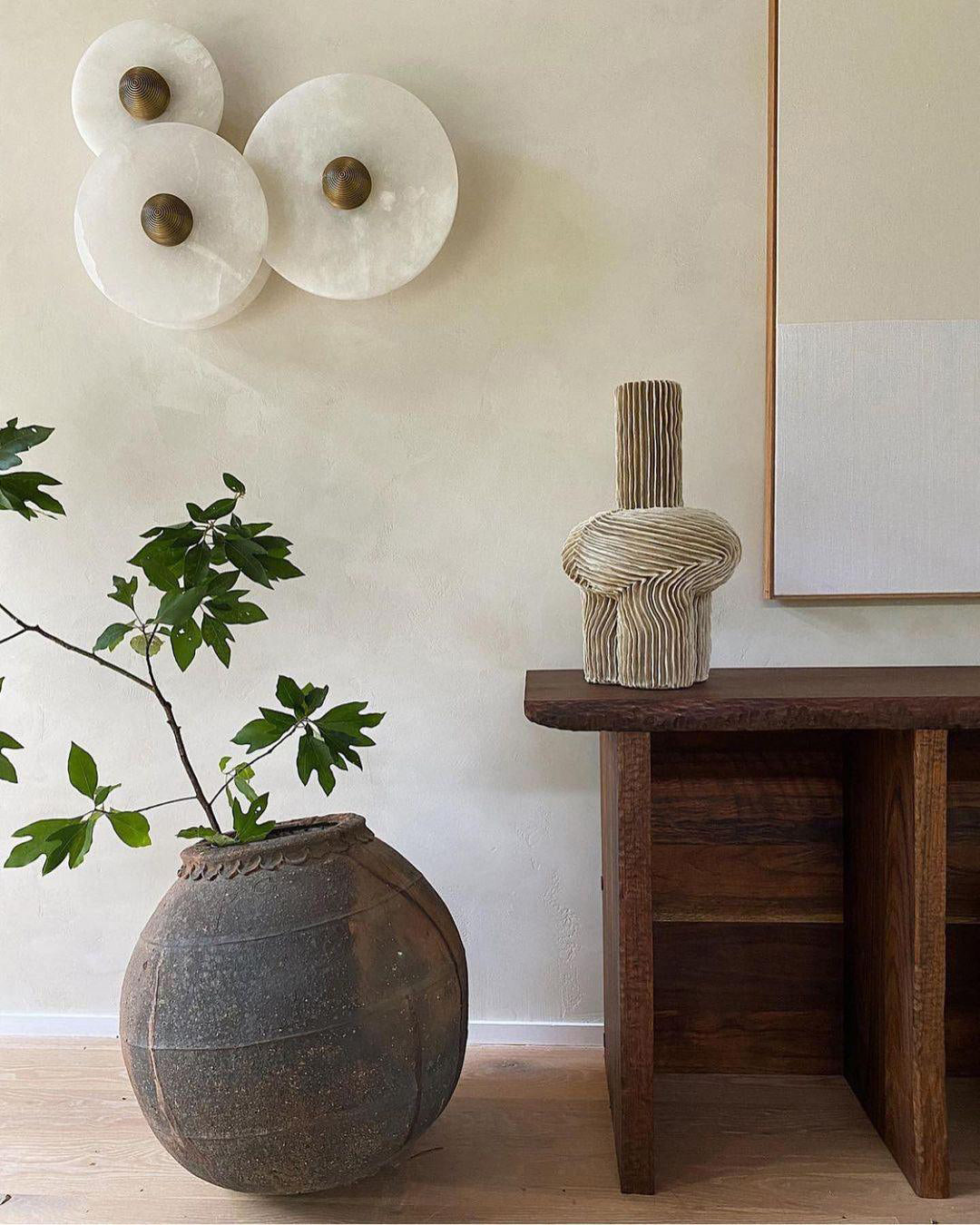 Alabaster Wall Light Natural Stone Disc Integrated LED Dimmable Sconce