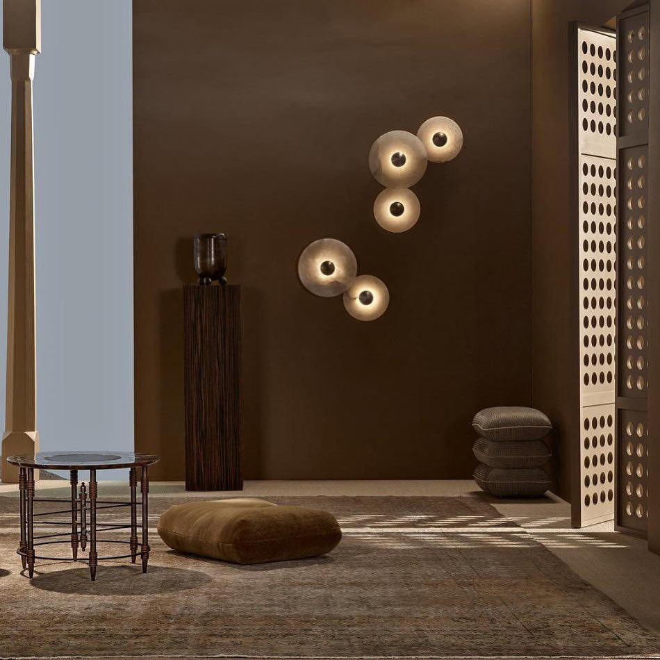 Alabaster Wall Light Natural Stone Disc Integrated LED Dimmable Sconce
