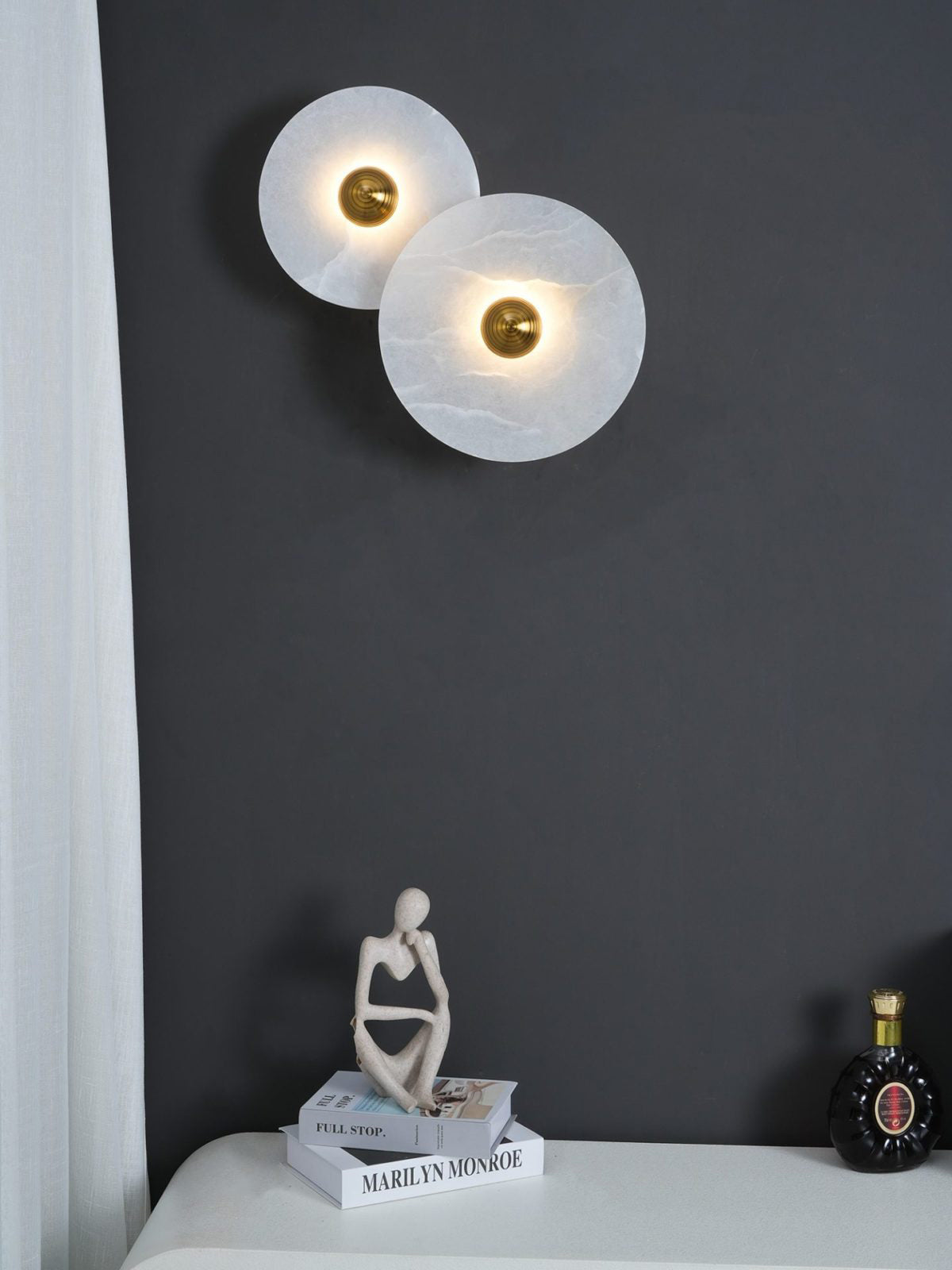 Alabaster Wall Light Natural Stone Disc Integrated LED Dimmable Sconce