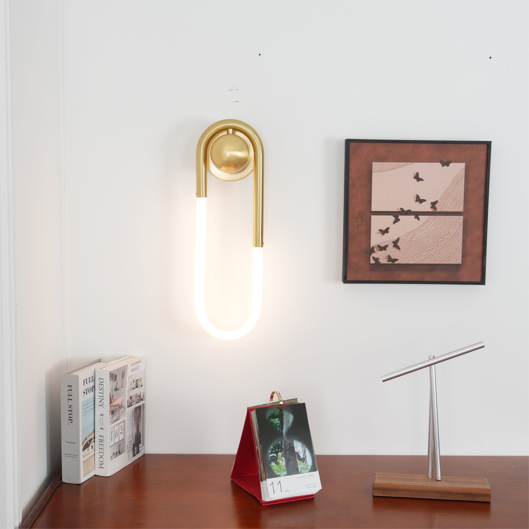 Loop Wall Sconce Brass Integrated LED Dimmable for Hallway and Bedside