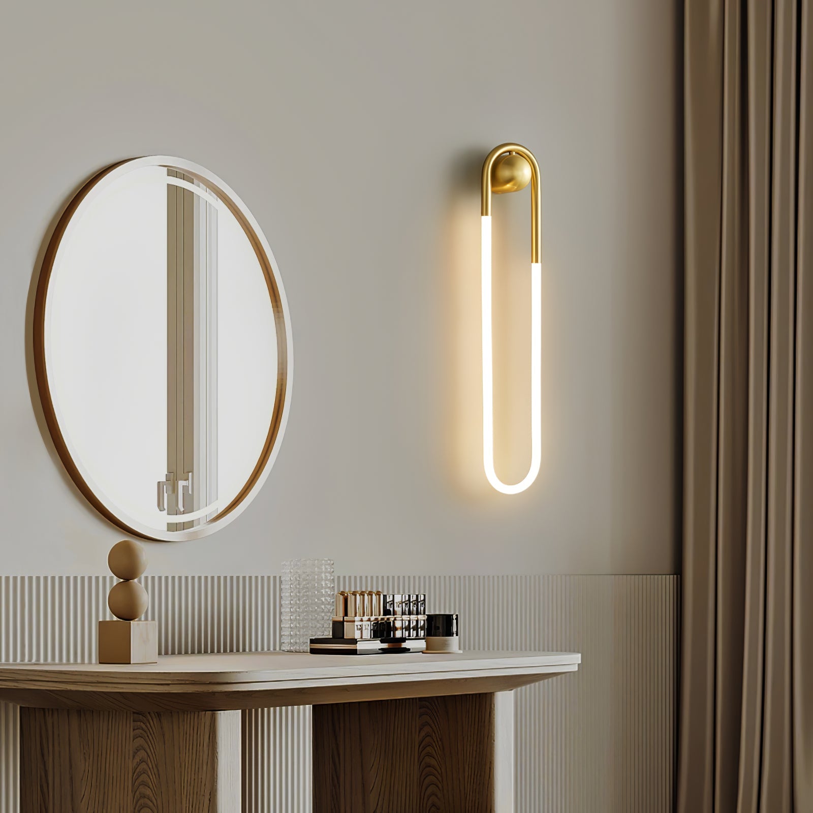 Loop Wall Sconce Brass Integrated LED Dimmable for Hallway and Bedside