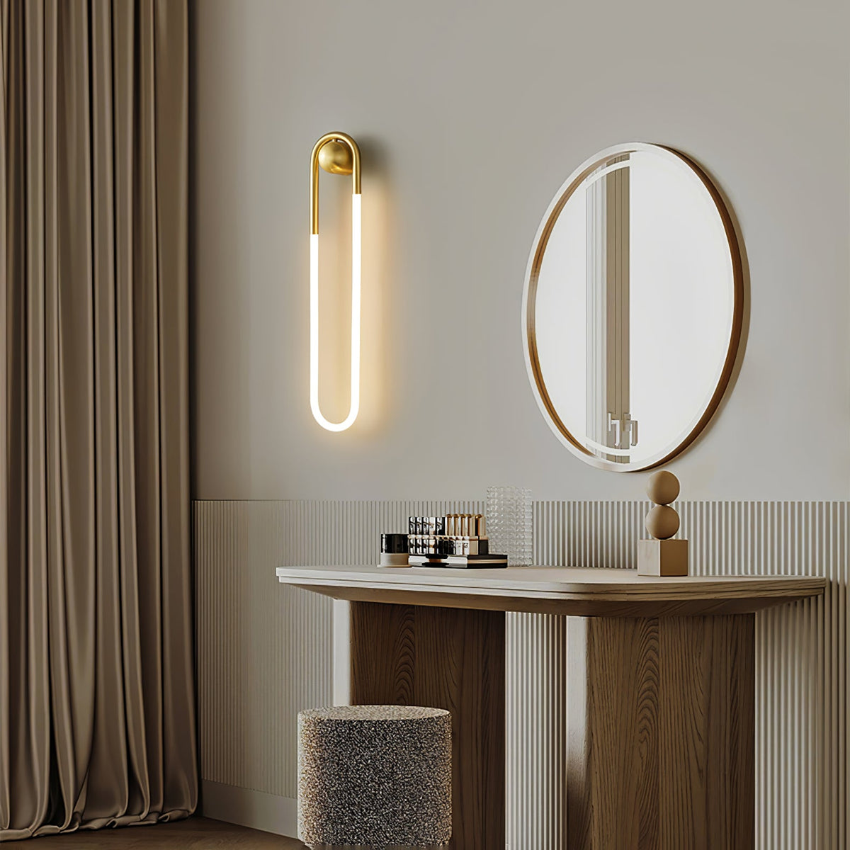 Loop Wall Sconce Brass Integrated LED Dimmable for Hallway and Bedside