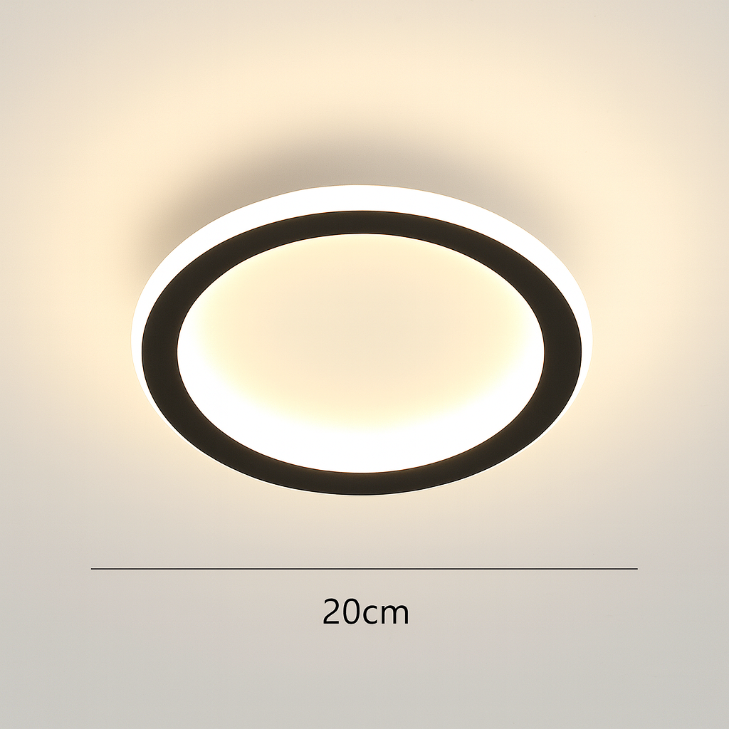 Rund LED-loftlampe med ultratynd ring og baggrundsbelysning