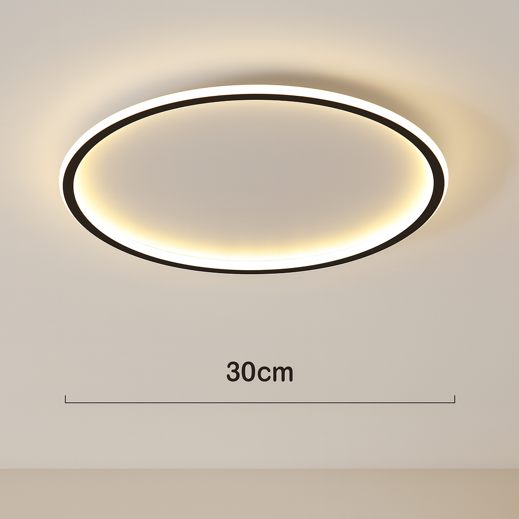 Rund LED-loftlampe med ultratynd ring og baggrundsbelysning