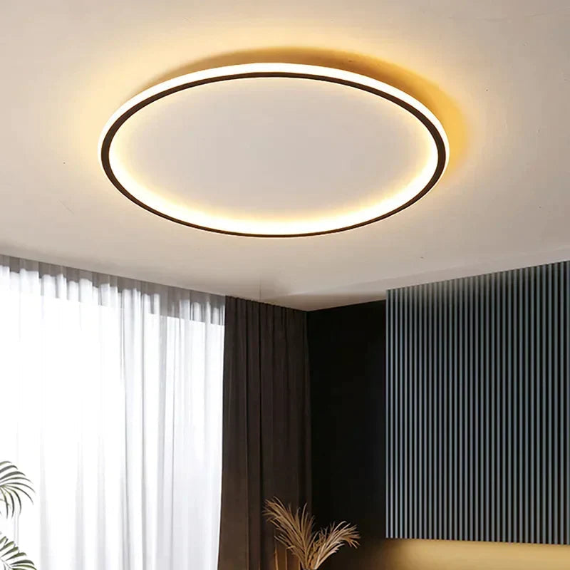 Rund LED-loftlampe med ultratynd ring og baggrundsbelysning