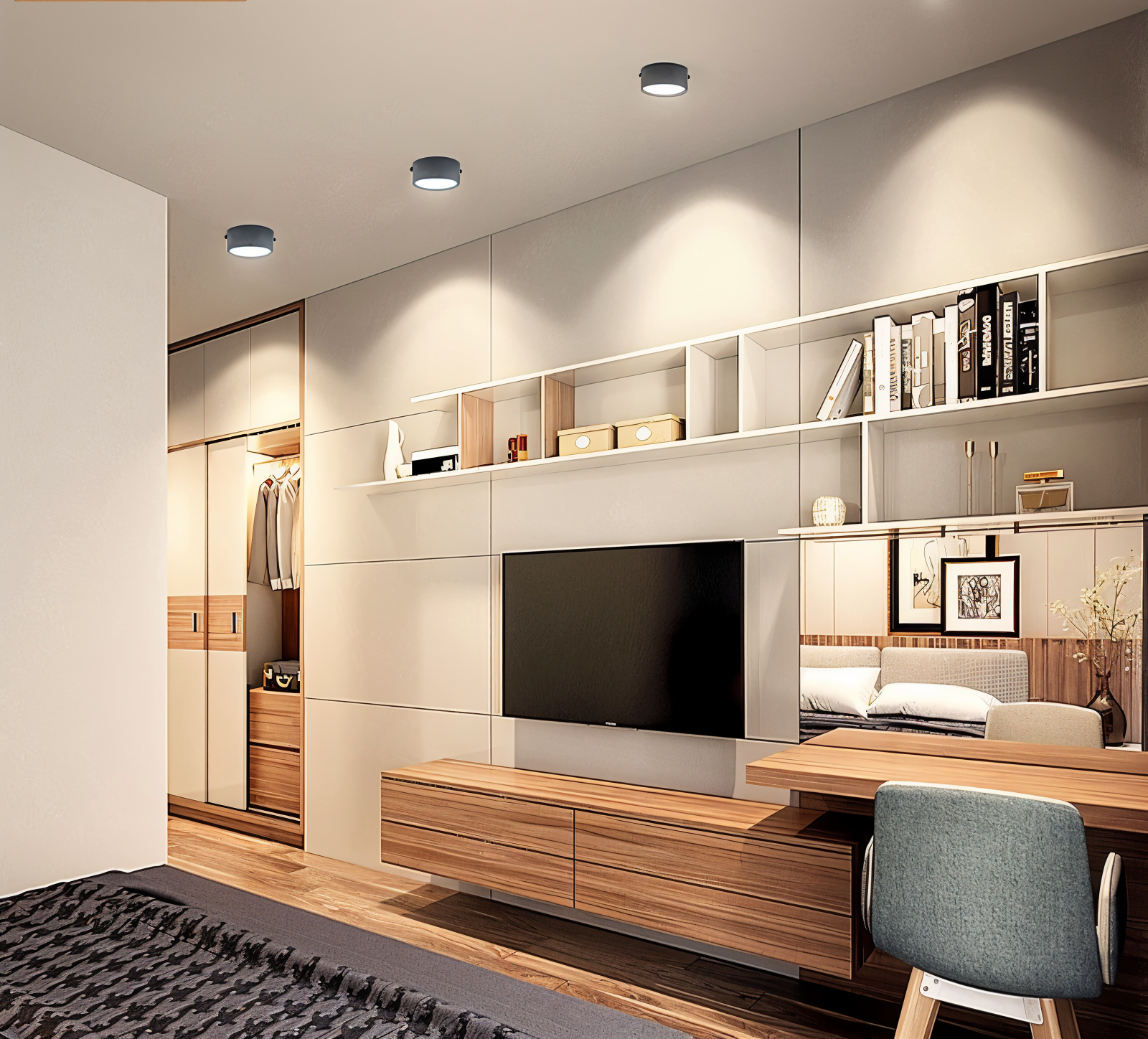 Rund LED loftlampe ultratynd med rillede detaljer