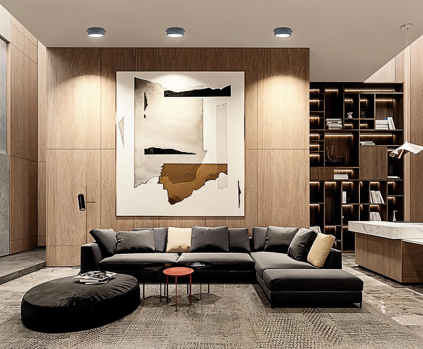 Rund LED loftlampe ultratynd med rillede detaljer